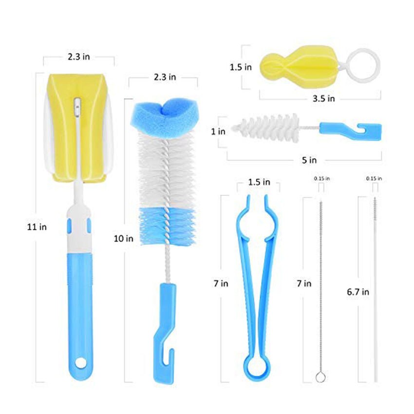 7Pcs Set di detergenti per pennelli per biberon capezzolo per bambini rotante a 360 gradi pulito spugna beccuccio tazza pennello Kit bottiglia strumento pulito
