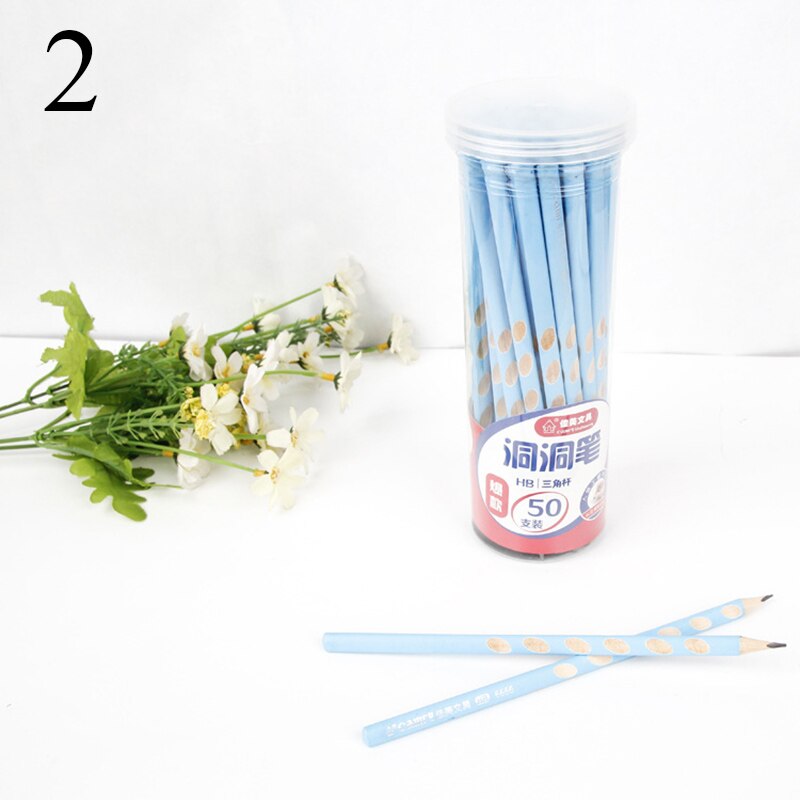 5 pièces crayon de trou HB Kawaii crayons de plomb en bois pour enfants fournitures de bureau scolaires nouveauté papeterie outils de Correction: 2
