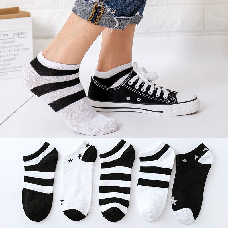 5 Pairs/Lot Men Mixed Color Cotton Socks Free Size Casual No Show Ankle Socks Male Summer Autumn Breathable Socks Men: Style 7