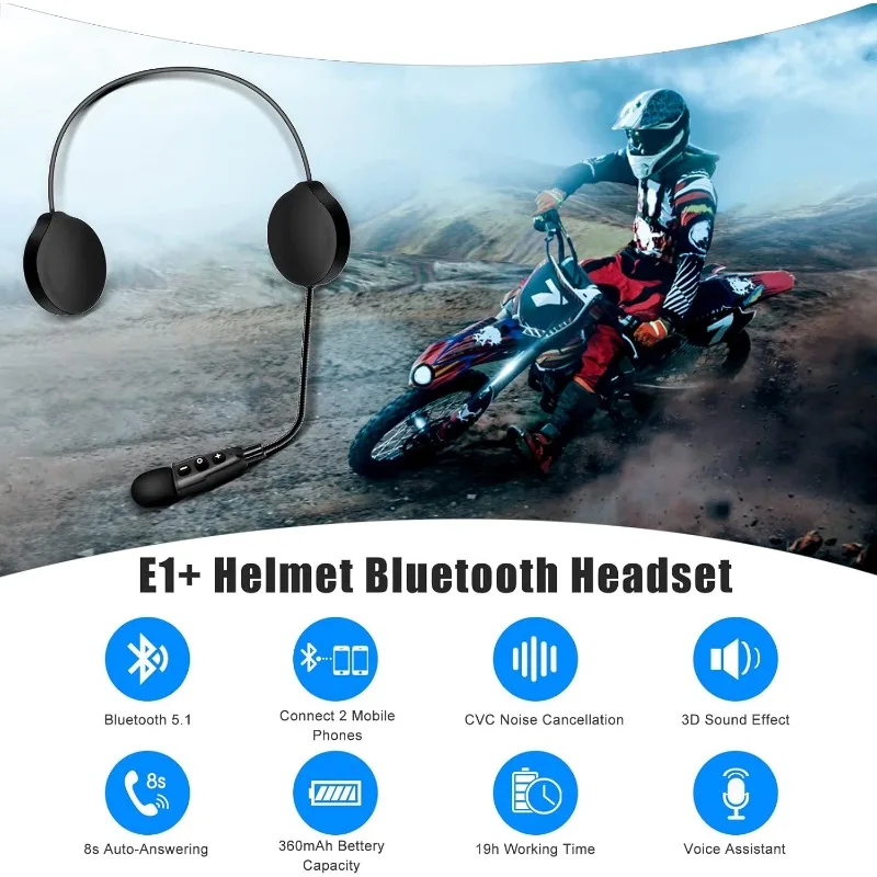 Hjälmhögtalare bluetooth headset motorcykelhjälm bluetooth headset med automatisk svarsfunktion och brusreduceringsfunktion