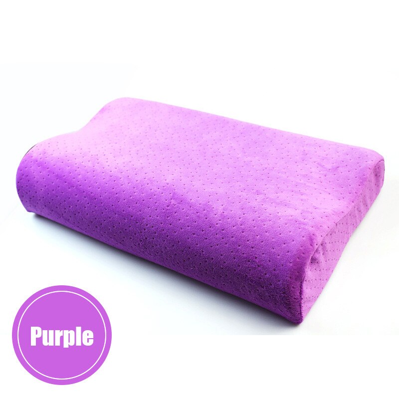 Bamboo Fiber Wave Shaped Latex Memory Foam Pillow Neck Therapy Comfort Velvet Fabric Slow Rebound Bed Pillow for Sleep: Purple