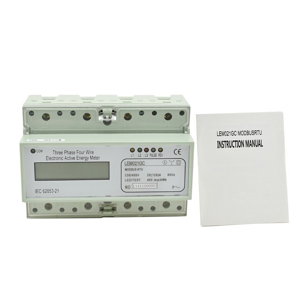 Din Rail Three Phase Energy Meter Portable Digital LCD With Modbus RTU 20(120)A 230/400V