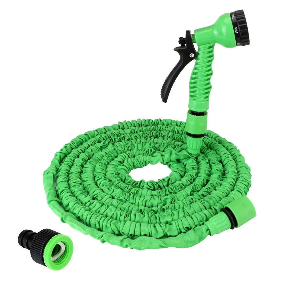 Expandable Garden Hose Pipe Water Hose Cars Garden Washing Hose Sprayer 7 Modes Adjustable Water Gun Foam High Pressure: 50ft / green