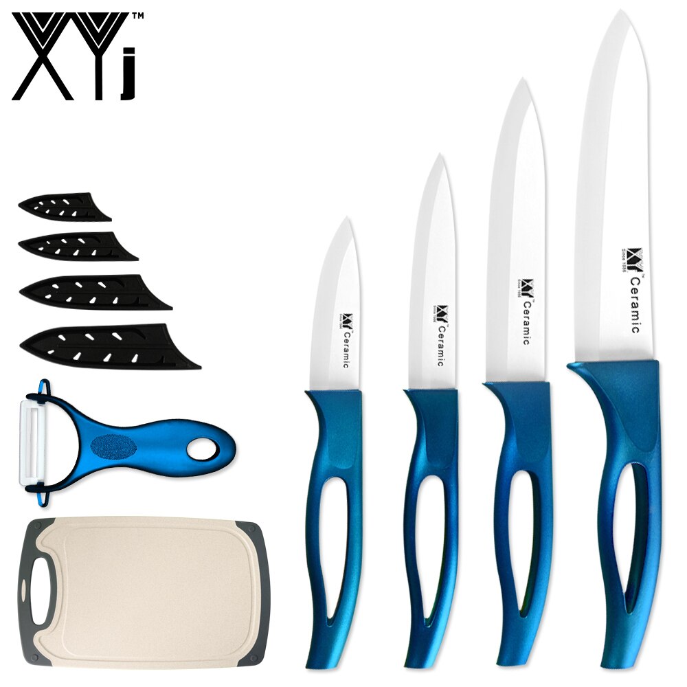 XYj Ceramic Kitchen Knife White Sharp Blade Zirconium 6"Chef Cooking Knife With Cutting Board Easy Clean Knife Set