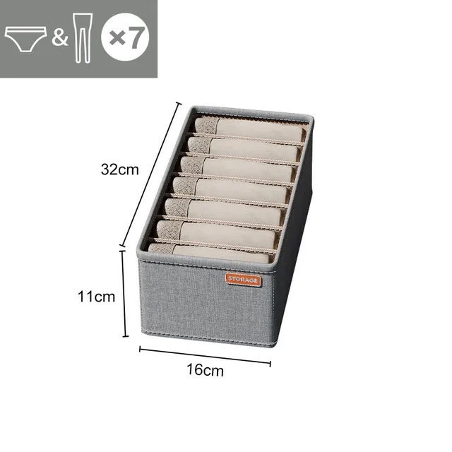 Cabinet Drawer Organizer Underwear Socks Clothing Storage Box Wardrobe Organizer Clothes Pants Bra Socks Storage Organizers: Light Grey