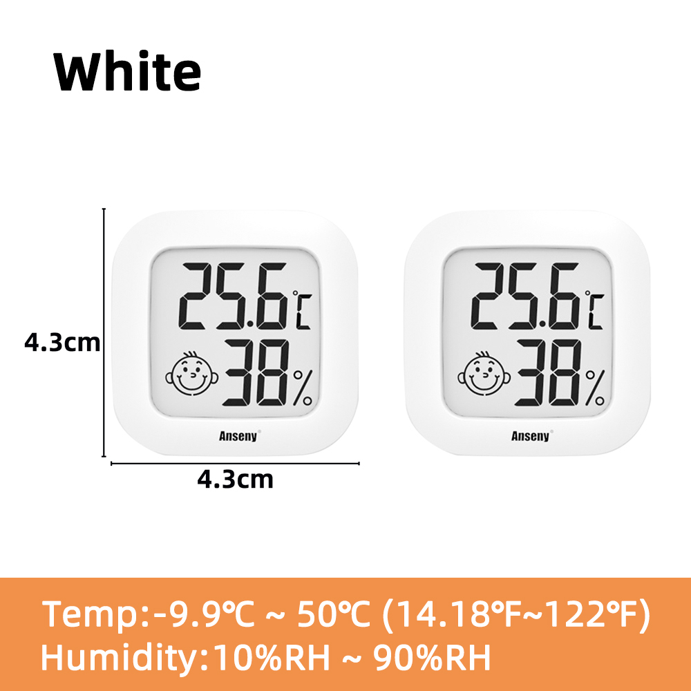 Mini Thermometer Indoor Outdoor Lcd Digitale Temperatuur Kamer Hygrometer Gauge Sensor Vochtigheid Meter Temperatuur Tool HTC-1 HTC-2: White A 2 PCS