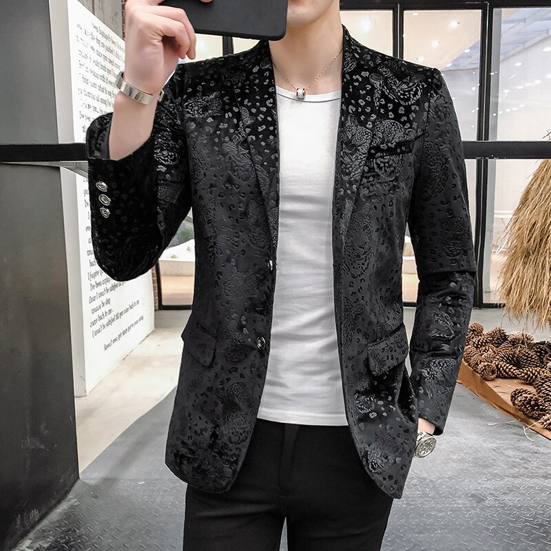 2022 Men&#39;s Casual Boutique Business Slim Fit Personality European and American Style Suit Blazers Jacket Dress Coat