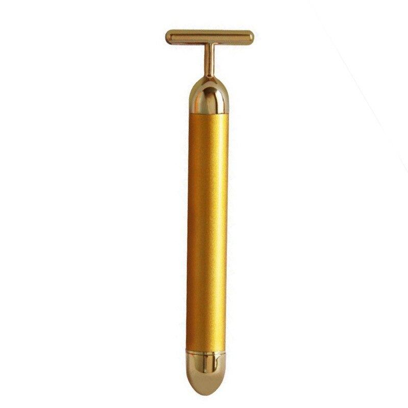 Masajeador facial con vibración de oro de 24 quilates, palo de belleza para delgazar, reafirmante de pulso, levantamiento y estiramiento de arrugas faciales