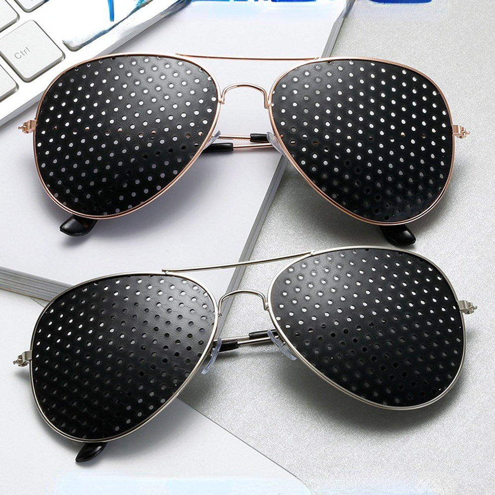 Retro Pinhole Sunglasses for Women Men Small Holes Eyeglasses Vision Care Glasses Unisex Eyesight Improver Glasses