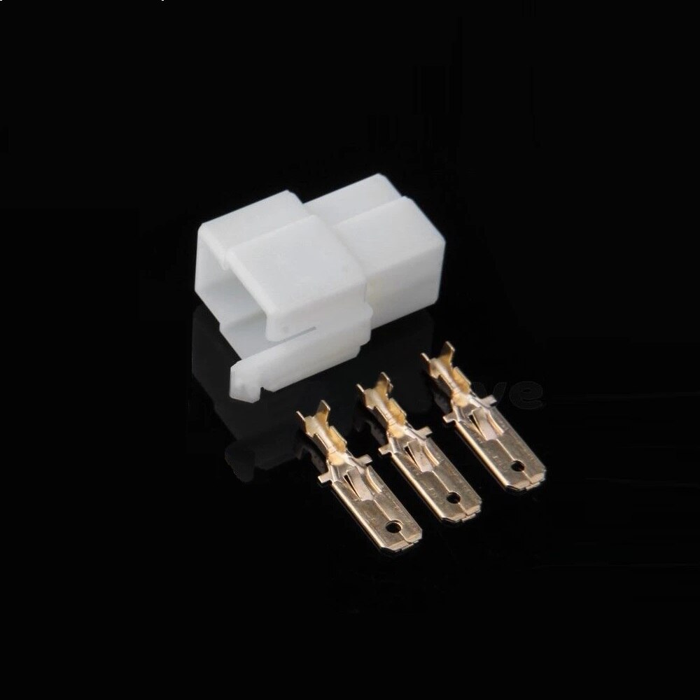 100pcs Motorcycle Car ATV Scooter Boat Male 3 Way Connector 6.3mm Terminal 3-pin Plug Connector