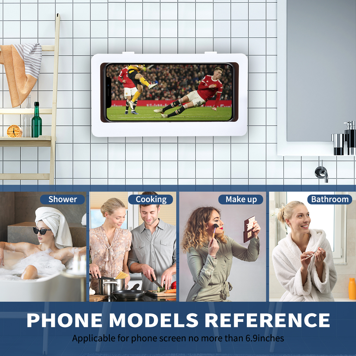 Telefoonhouder Badkamer Waterdicht Thuis Muur Telefoonhoesje Stand Box Zelfklevend Touchscreen Telefoon Shell Douche Afdichting Opslag