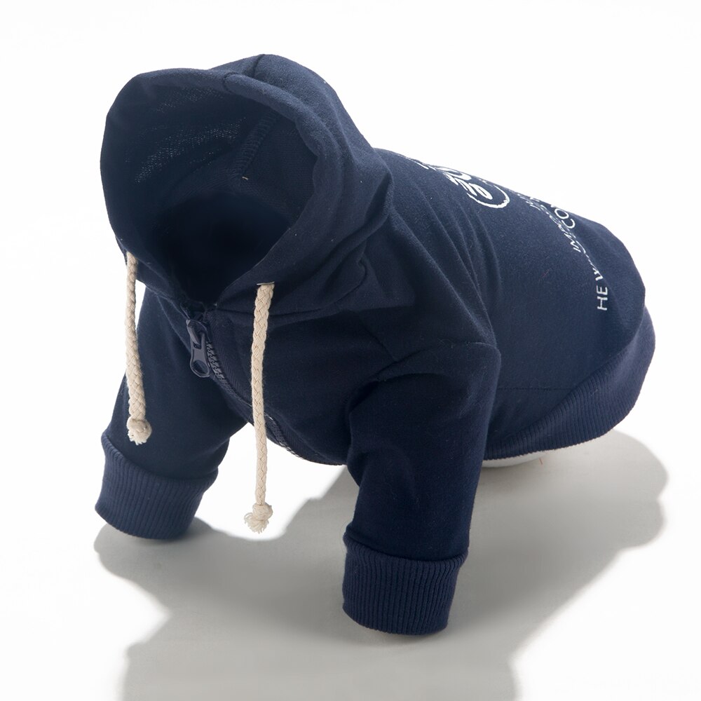 HOOPET Pet Dogs Wind Breaker Walking clothes Rough Printing Zipper Hoodie Cotton Leisure Blue Bulldog