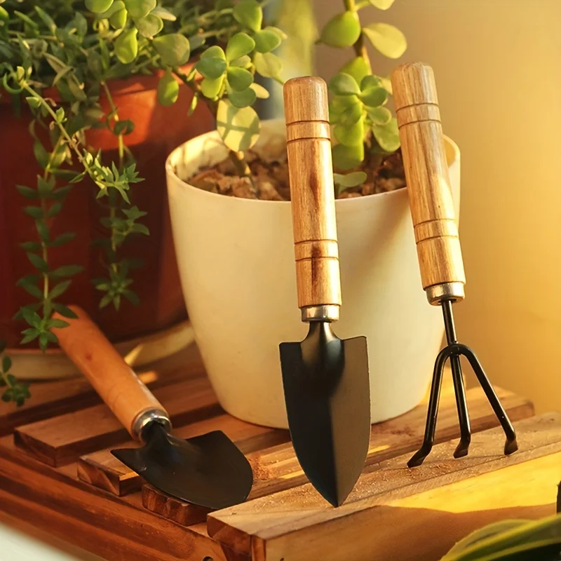 Conjunto de ferramentas de jardim mini kit de jardinagem com espátula de ancinho e pá para plantas suculentas e cultivo de solo