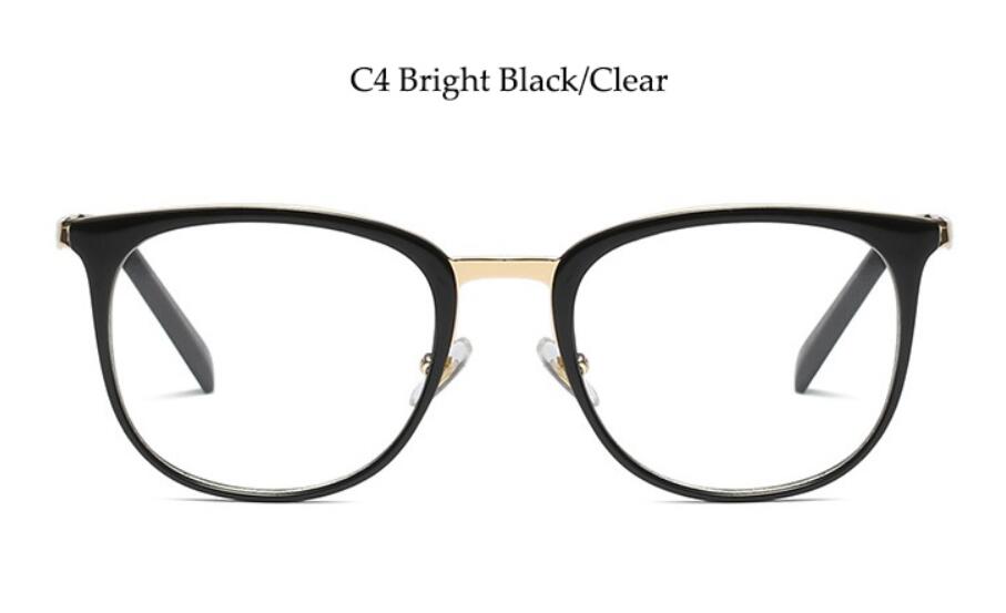 Montura de gafas blancas de lujo para mujer, gafas cuadradas de , montura transparente, lentes para miopía, gafas empotradas de de , gafas decorativas: C4 black clear