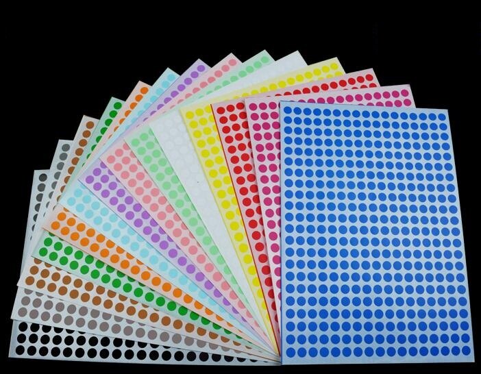 Dot Aufkleber 12 Blätter 6mm 8mm 10mm 13mm 16mm19mm 25mm 32mmRound Label Self Adhesive dot Aufkleber Büro Schule Lieferant Mix farbe