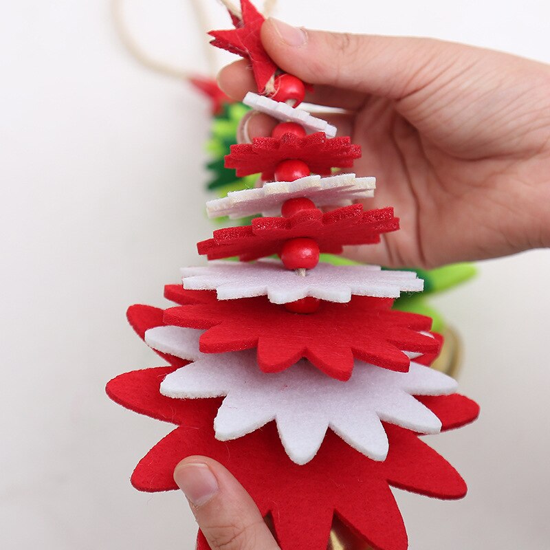 Kerstversiering niet-geweven boom desktop mini kerstboom met klokken kleine hanger boom raamdecoratie