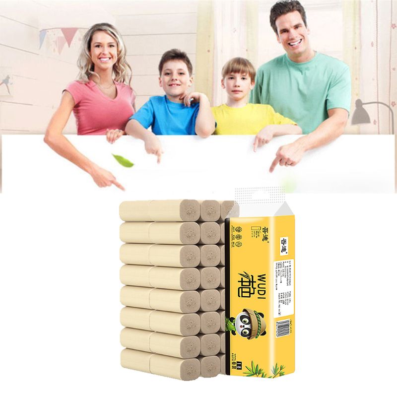 18 Rolls Natural Bamboo Pulp Roll Paper Toilet Paper 4 Layer Thickened Strong