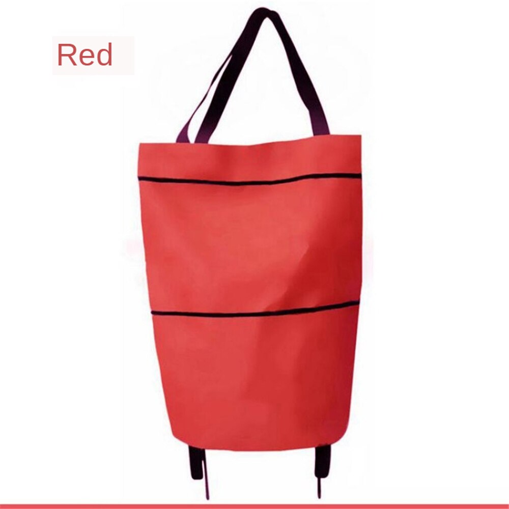 B-LIFE Inklapbare Trolley Zakken Opvouwbare Boodschappentas Met Wielen Opvouwbare Winkelwagen Herbruikbare Boodschappentassen Boodschappentassen Winkel: Rood