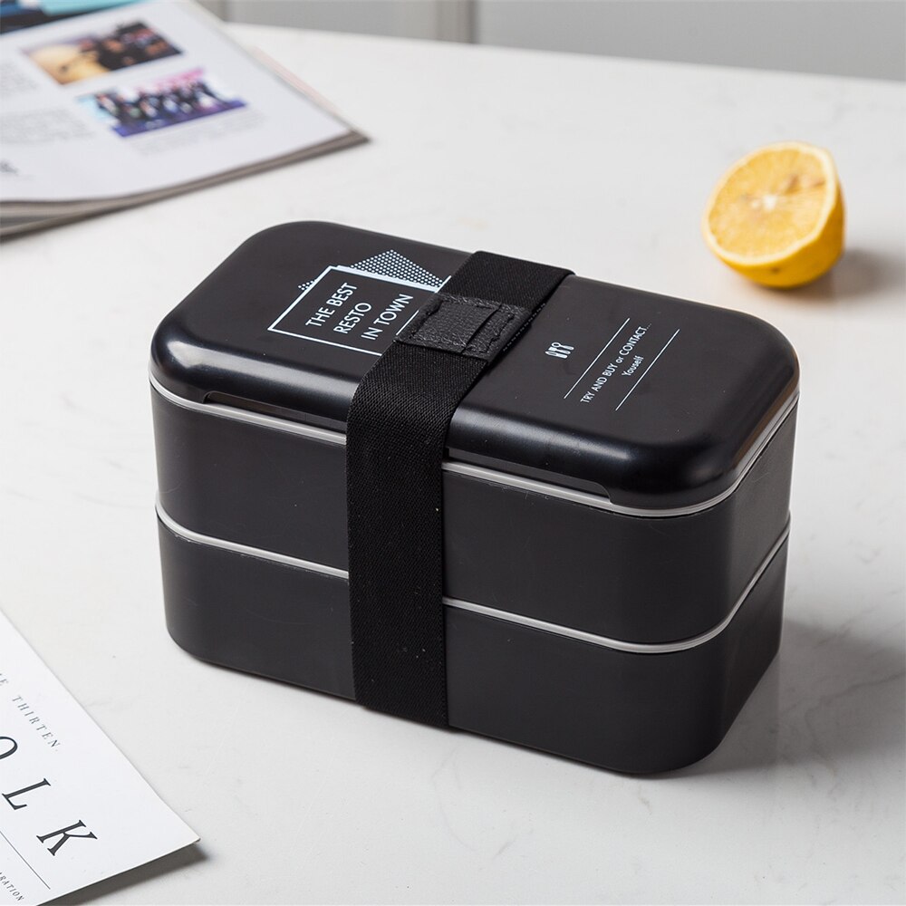 Lunchbox Milieuvriendelijk Voedsel Container Bento Magnetron Verwarmd Lunchbox Voor Kinderen Kantoor Werknemers Maaltijd Prep Containers: black