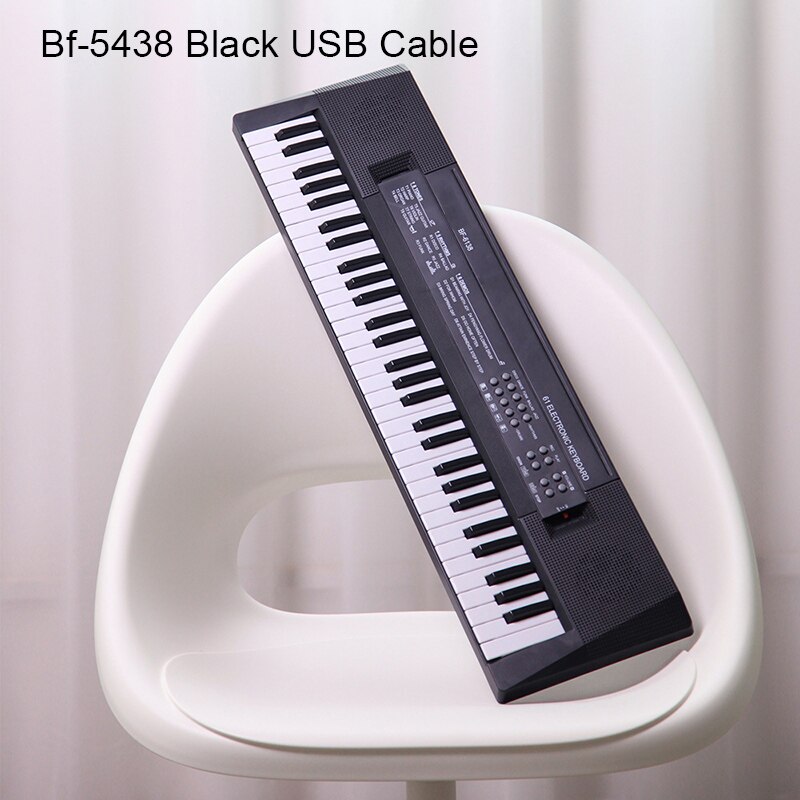 54 Key Piano Keyboard Portable Mini Kids Electric Music Keyboard with Dual Power Supply and Mini Microphone for Beginner: bf-5438 black   usb 