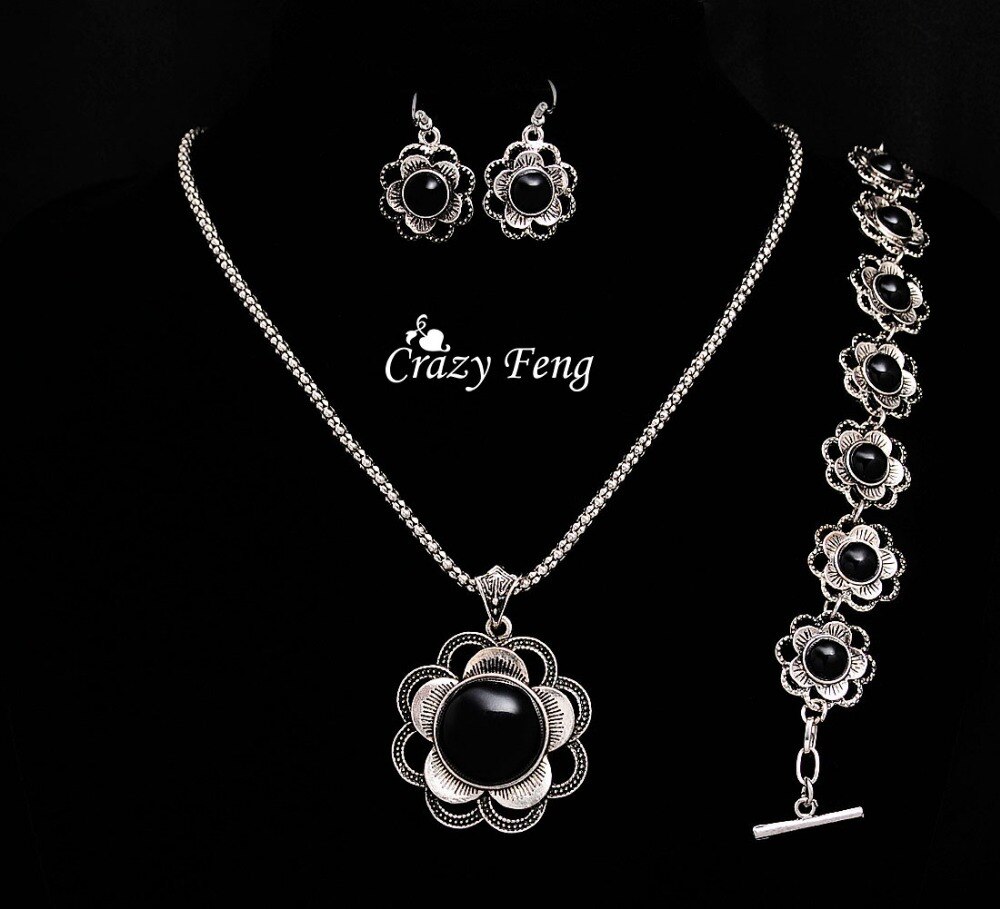 Lattest Tibetan Silver Women Jewelry Sets Pendant Necklace Earrings Bracelet Jewelry sets Jewelry For Women