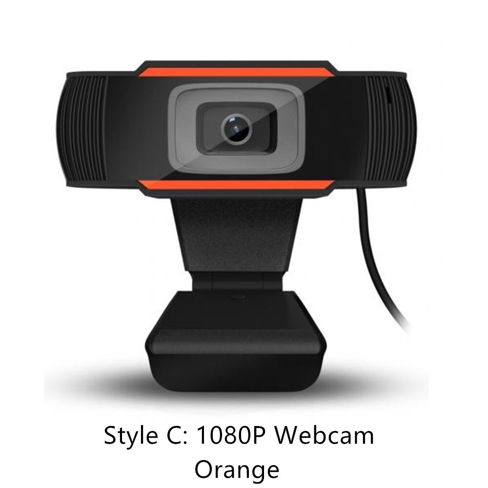 30 Degrees Rotatable 2.0 HD Webcam 1080p USB Camera Video Recording Web Camera with Microphone For PC Compute: 1080p-Orange