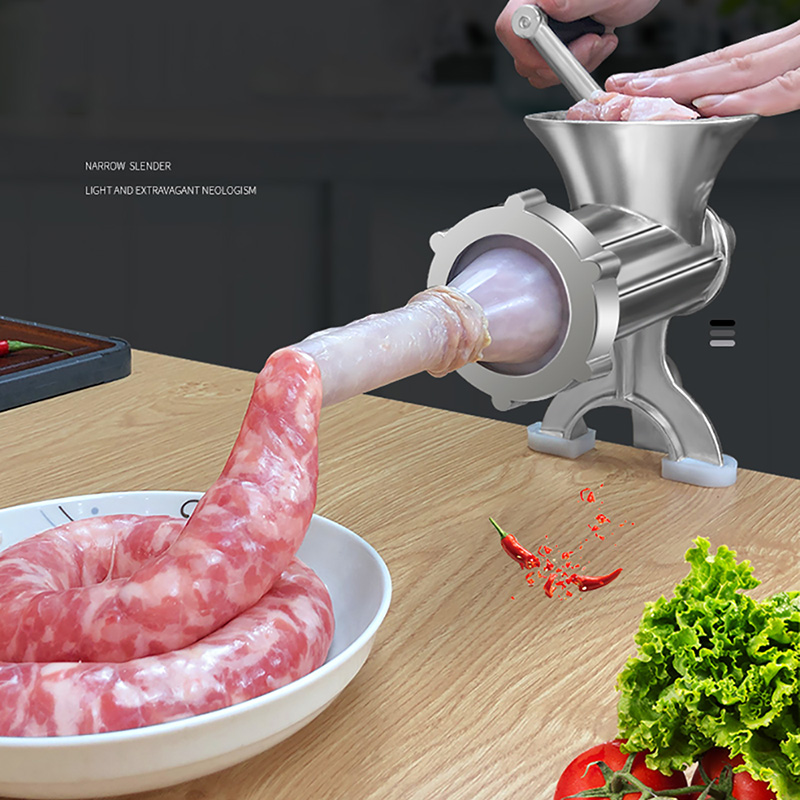 Broyeur à viande et remplisseuse de saucisses en métal 2 en 1, 3 buses fixées sur la table, appareil manuel de cuisine