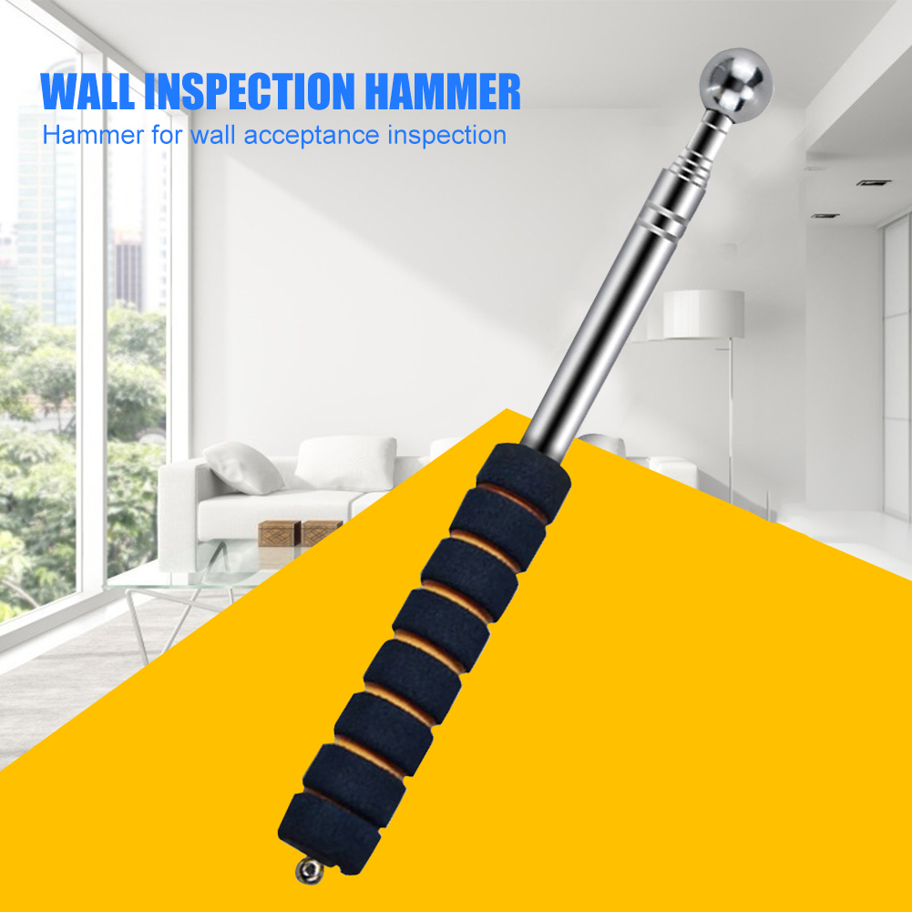 Extendable Detection Stainless Steel Wall Test Telescopic Thickening Home House Wall Check Empty Drum Hammer Inspection Tool