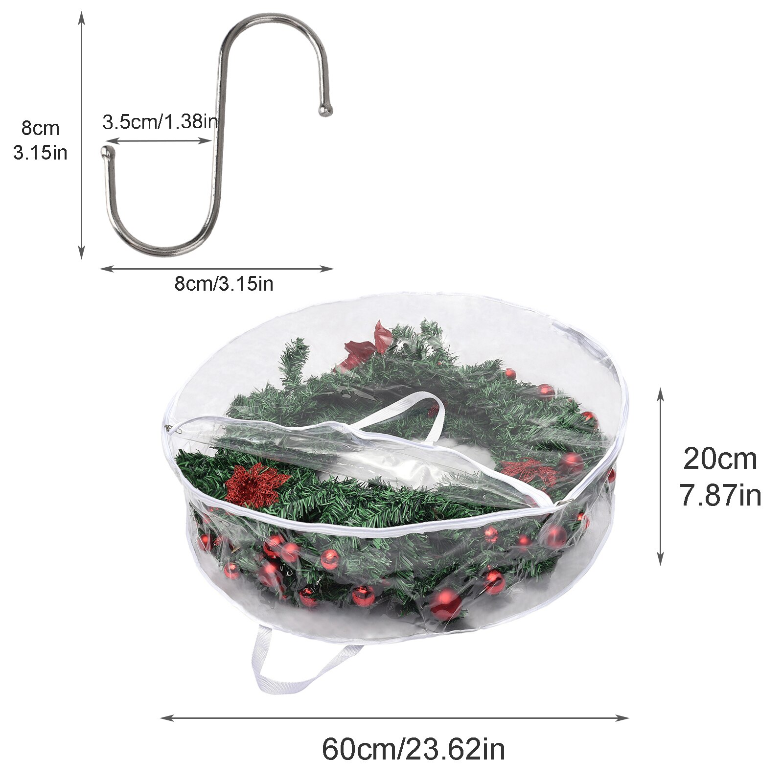 Storage Bag Wreath Unzipping Collapsible Garland Portable Plastics Fold Transparent: A