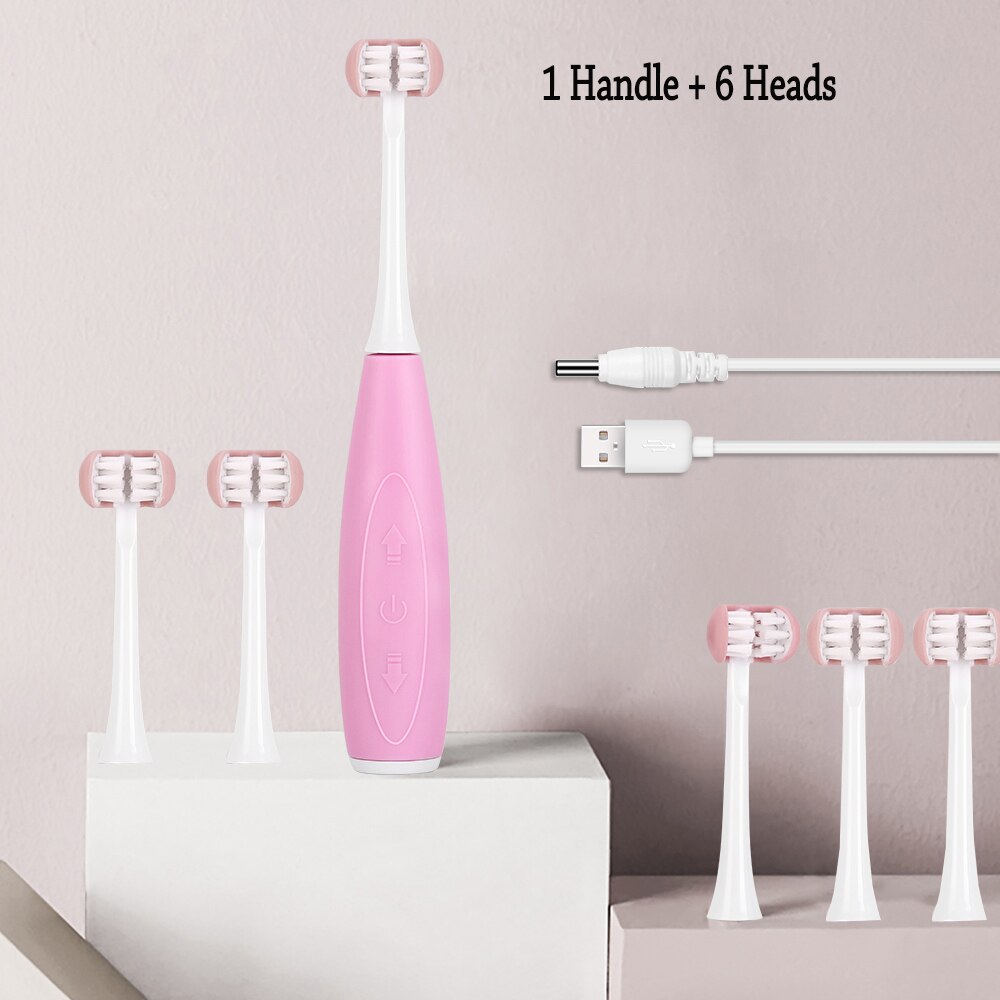 Cepillo de dientes eléctrico sónico para niños, dispositivo de limpieza de dientes ultrasónico en forma de U, 3D, recargable por USB, 5 modos: Naranja