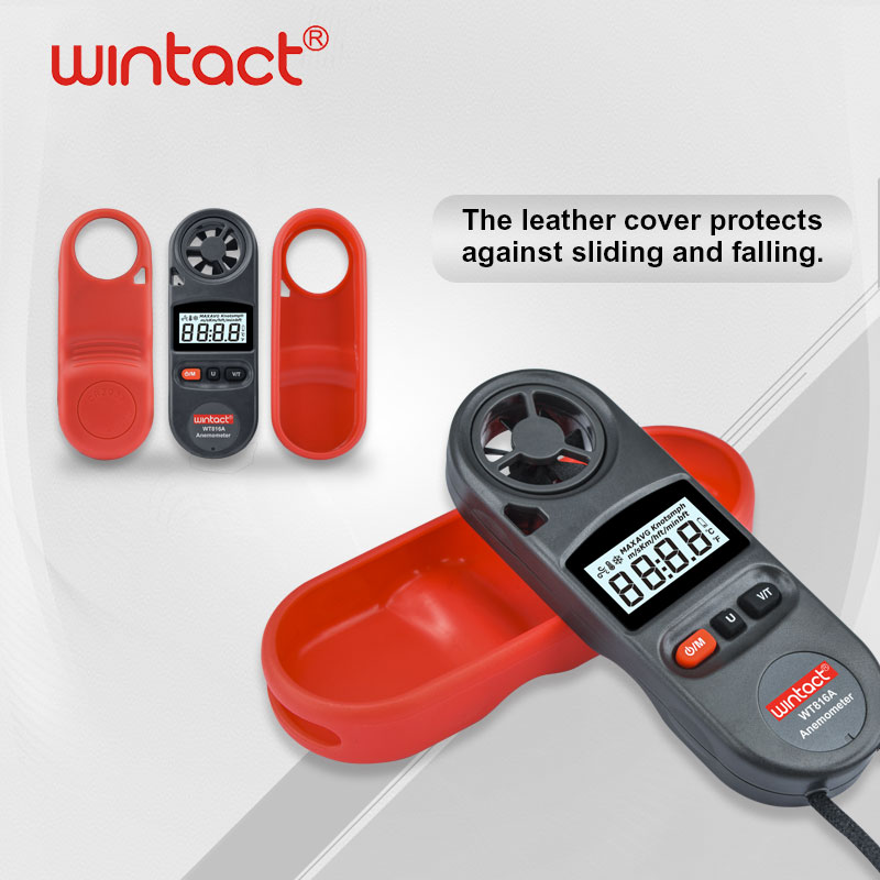 WT816A Portable Anemometer Water Proof IP67 Wind Speed Anemometro Temperature Gauge Meter 30m/s with LCD Backlight Display
