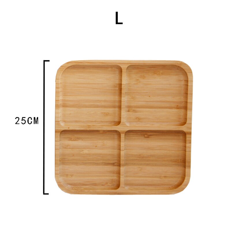 4 grid bamboo snack tray fruit bread tray tray storage box shelf tea tray kitchen party supplies WF9174: L