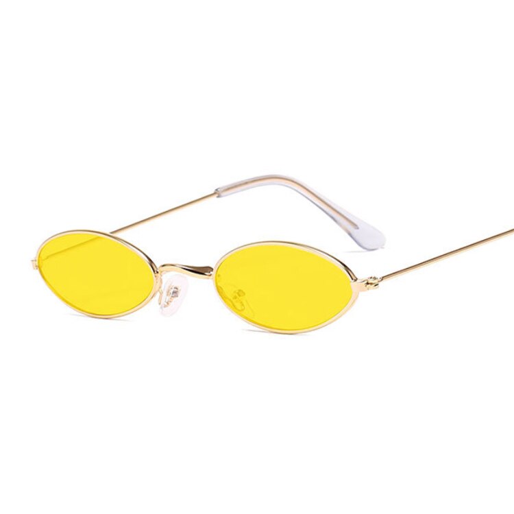 Lunettes de soleil ovales roses, petite monture, rondes pour femmes, de styliste Vintage: GoldYellow
