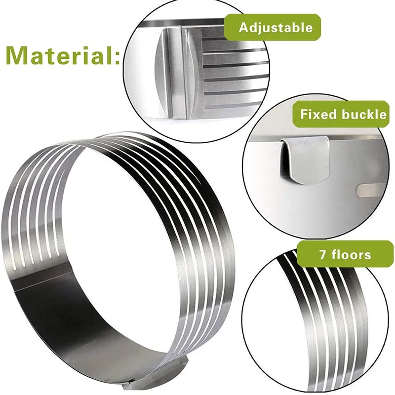 6-12inch Adjustable Stainless Steel Cake Slicer Mold Bakeware Cutter Cake Ring Baking Cake Tools Bread Slicer Layered BakingTool