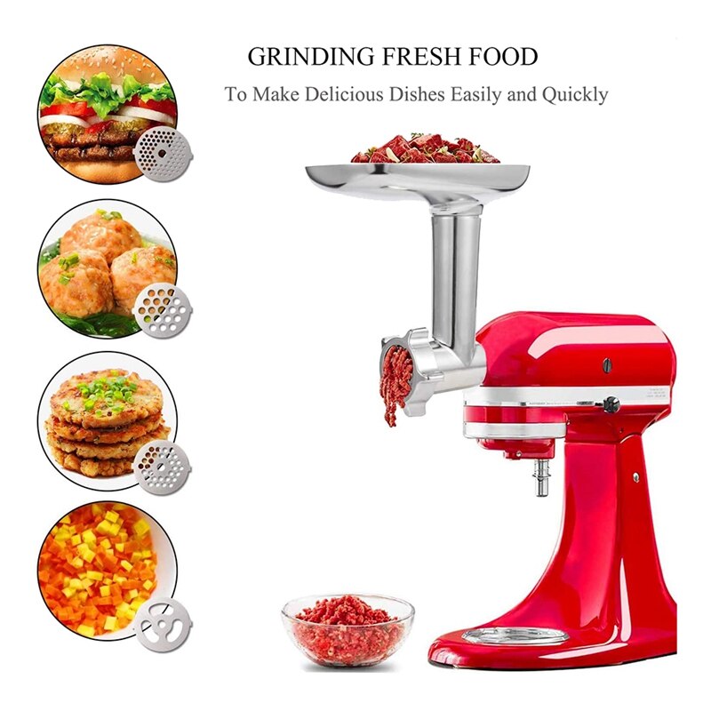 Meat Grinder Attachment For Kitchenaid Stand Mixers,Included Sausage Stuffer Tubes,Durable Food Grinder Attachments