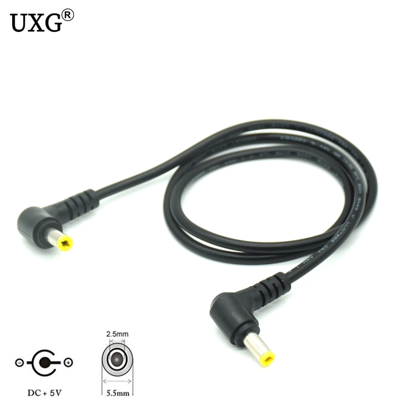 Haakse 90 graden adapter connector kabel dc stroomstekker 5.5 x 2.1mm 5.5 x 2.5mm naar mannelijke cctv mannelijke adapter connector kabel