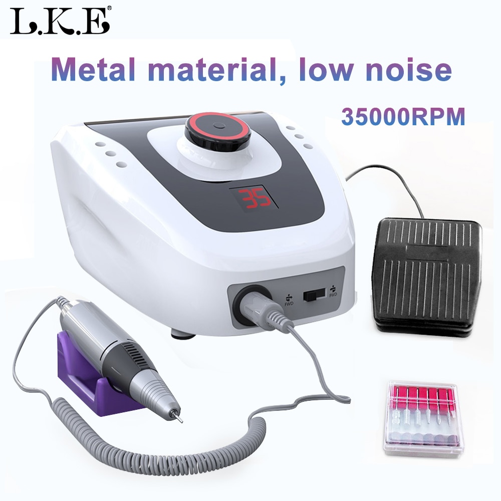 Lke elektrisk nagelborrmaskin 35000 rpm apparat för manikyr maskin pedikyr med skärare nagelborrmaskin kit nagelverktyg