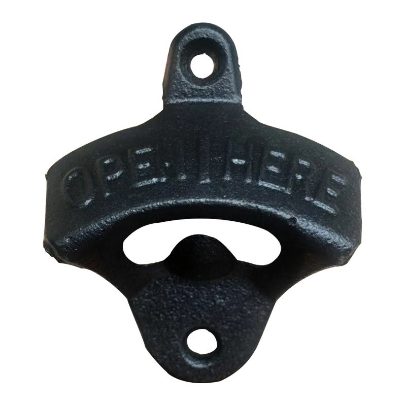 1Pc Muur gemonteerde Flesopener Rustieke Vintage Gietijzeren Bier Cap Opener zonder Schroeven Creatieve Bar Drinkware gereedschap: Black