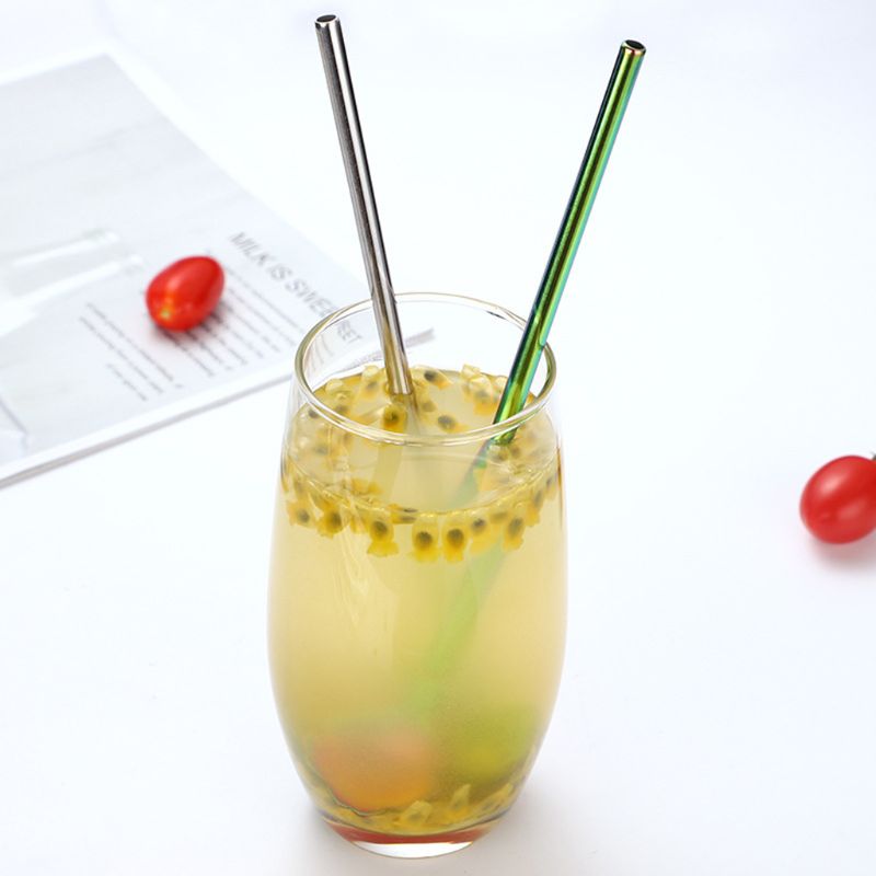 7 st rostfritt stål lång halmsked omrörningsskopa återanvändbar kaffe te drink cocktail mixer tesked