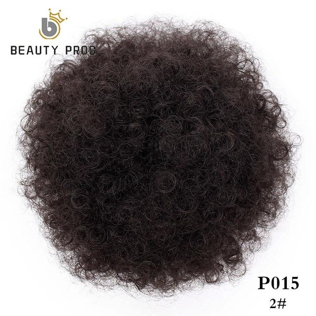 BEAUTY PROS High Puff Afro Curly Wig Ponytail Drawstring Short Afro Kinky Chignon Bun Hairpiece Pony Tail Clip In on: P015-2