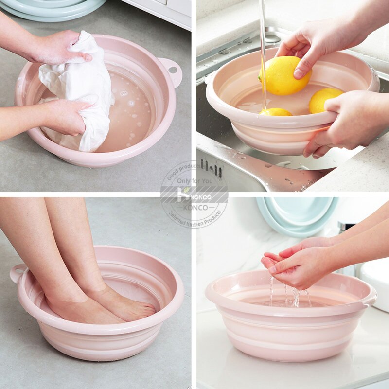 Fold Washbasin Plastic Wash Basin Wash Basket Kitchen Bathroom Laundry Basin