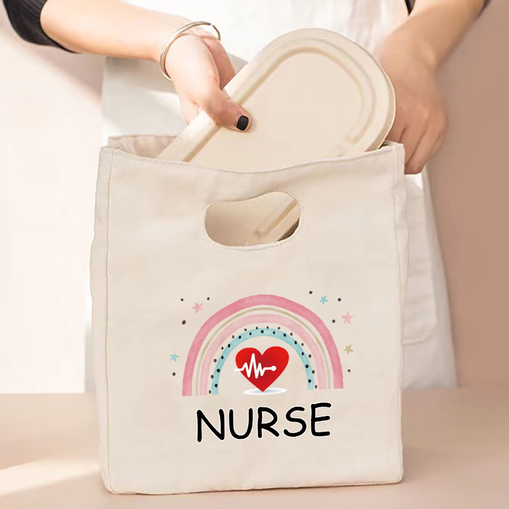 Płótno termiczna torba na lunch 2022 kobiet torba na pikniki biuro podróży dzieci nadruk z pielęgniarką organizator eco shopper torby do przechowywania torebki: Nurse002