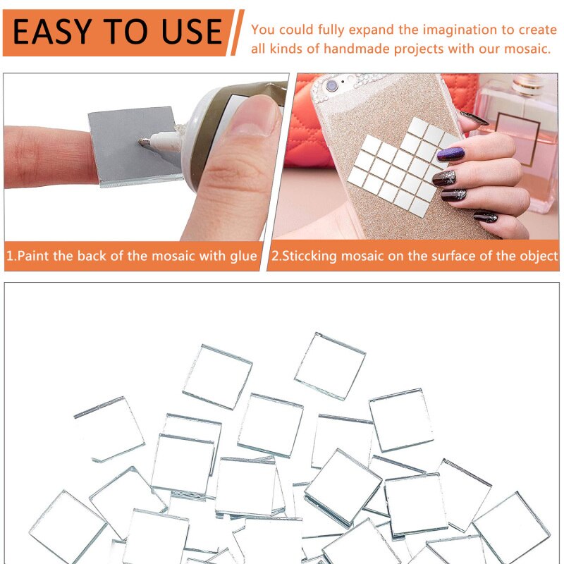 200PCS/lot Mixed Shape Mini Mirror Glass Mosaic Tiles For Handmade DIY Crafts Home Wall Artwork Decorations