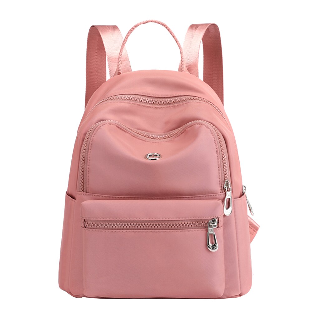 2020 Del nuovo Progettista di Nylon Zaino Adolescente Studenti di Colore Solido Mochila di Alta Donne del Sacchetto di Scuola Borsa Da Viaggio Sacchetto di Spalla Delle Ragazze: Pink