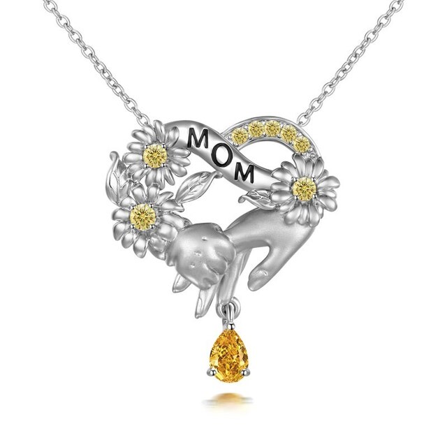 Squisita collana a cuore da donna madre e bambino mano nella mano ciondolo famiglia amore collana bella collana di fiori naturali: Default Title