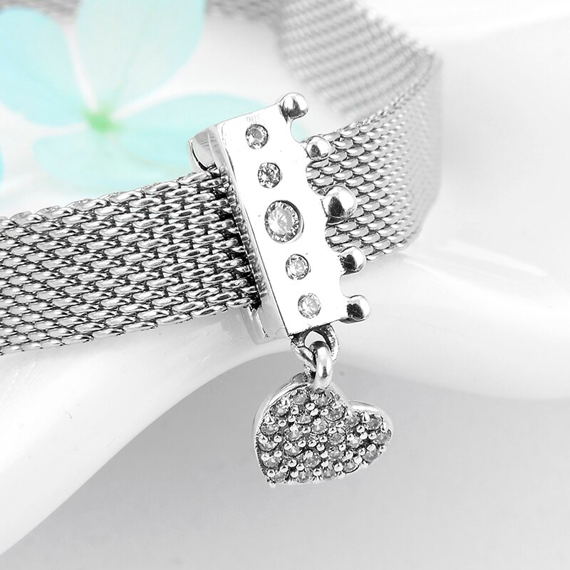 Corona de princesa y corazón, cuentas de plata de ley 925 de , aptas para pulsera reflexions Original, dijes, fabricación de joyas