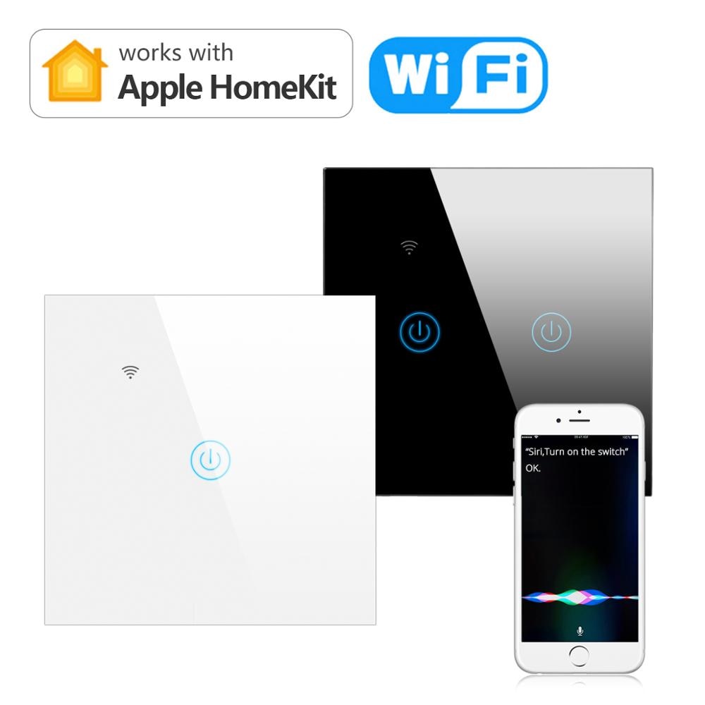 Smart Home Apple Homekit/Tuya EU Standard 2.4GHz Wifi Smart Switch 10A Wall Light Touch Switch Breaker Siri/Alexa/Google Home