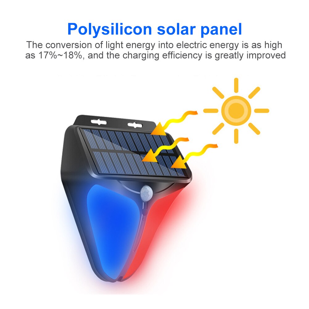 Alarm Light Wireless Solar Powered LED Strobe Motion Sensor Farm Wall Lamp Home IP65 Waterproof 129db Sound Security Anti Theft