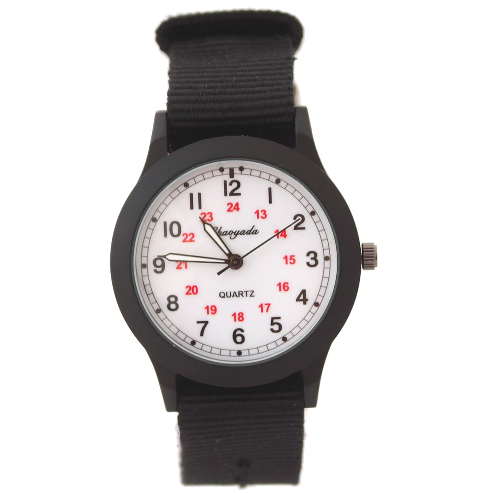 Sød nylon rem ur fødselsdag jul piger drenge armbåndsur børn & #39 dages børn: Hvid sort rem