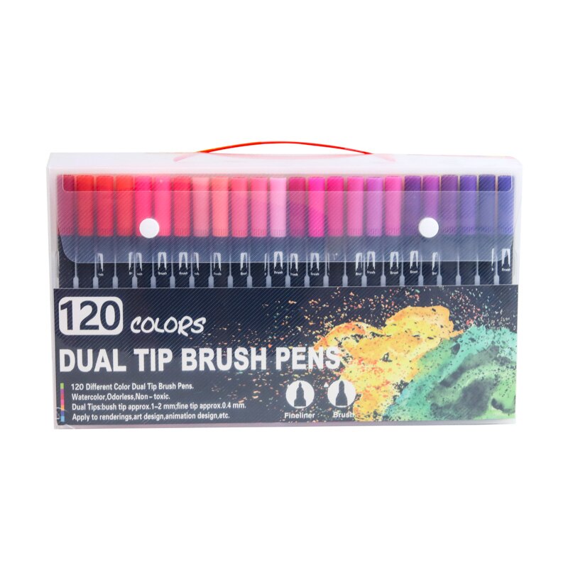 120 Dual Tip Brush Pen Felt Tip Pen Dual Tips Colo... – Grandado